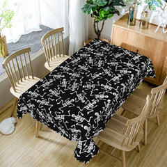 Lofaris Skeleton Pattern Repeat Black Halloween Tablecloth