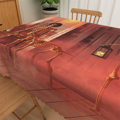 Lofaris Skeleton Red Scared Halloween Waterproof Tablecloth