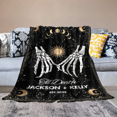 Lofaris Skeleton Till Death Halloween Custom Name Blanket