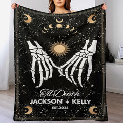 Lofaris Skeleton Till Death Halloween Custom Name Blanket