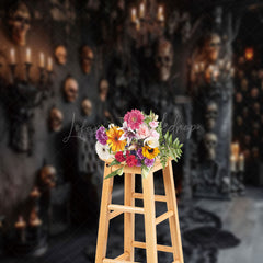 Lofaris Skull Black Chair Candle Halloween Photo Backdrop