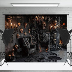 Lofaris Skull Black Chair Candle Halloween Photo Backdrop