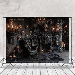 Lofaris Skull Black Chair Candle Halloween Photo Backdrop