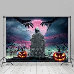 Lofaris Skull Graveyard Tombstone Red Mood Halloween Backdrop