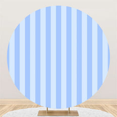 Lofaris Sky Blue Stripe Simple Round Dance Party Backdrop