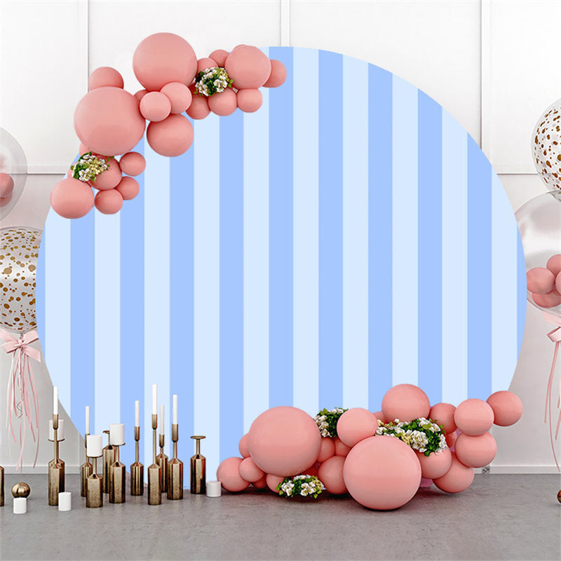 Lofaris Sky Blue Stripe Simple Round Dance Party Backdrop