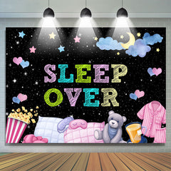 Lofaris Sleep Over Star Sky Teddy Bear Nighty Party Backdrop