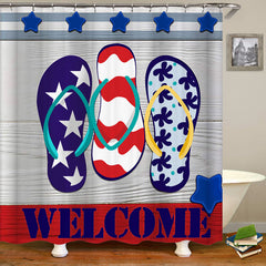 Lofaris Slippers Wood Independence Day Bathtub Shower Curtain