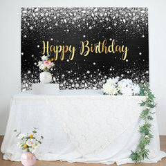 Lofaris Sliver Glitter Diamond Gold Letter Birthday Backdrop