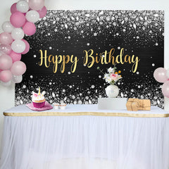 Lofaris Sliver Glitter Diamond Gold Letter Birthday Backdrop