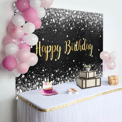 Lofaris Sliver Glitter Diamond Gold Letter Birthday Backdrop