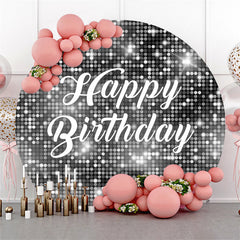 Lofaris Sliver Sequin Bokeh Round Happy Birthday Backdrop