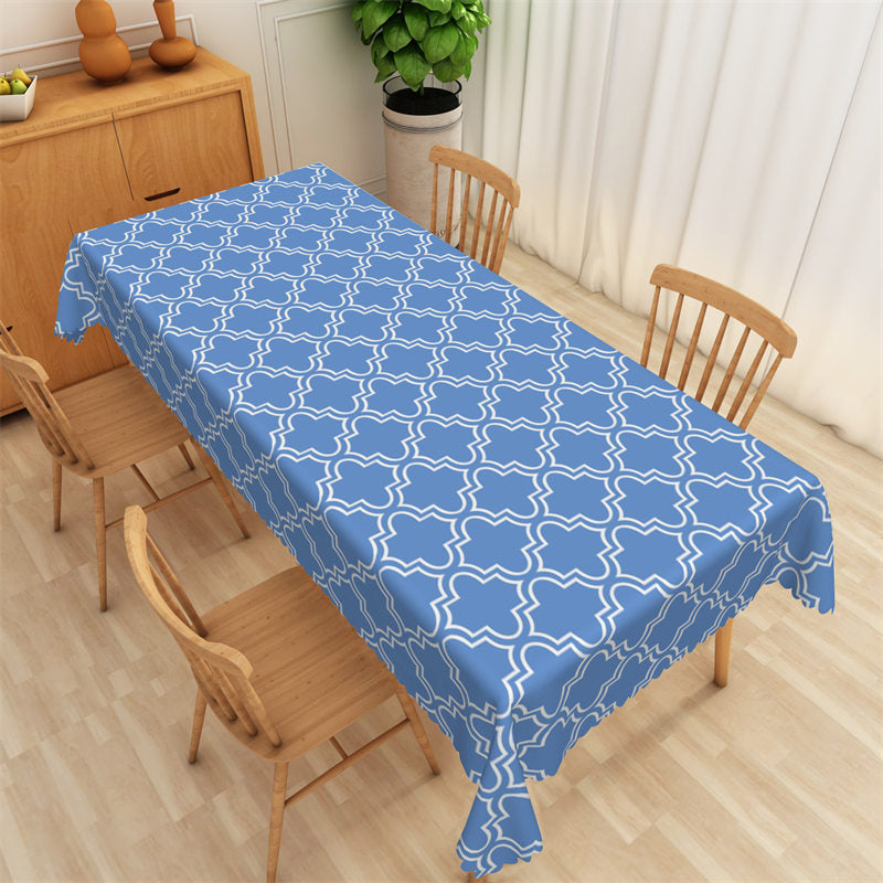 Lofaris Smrat Moroccan Trellis Blue Rectangle Tablecloth