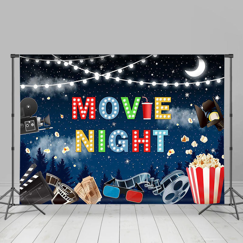 Lofaris Snow Cinema Popcorn Backdrop For Movie Night Party