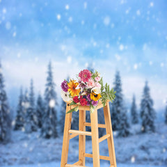 Lofaris Snow Covered Pines Photography Backdrop Photo Booth