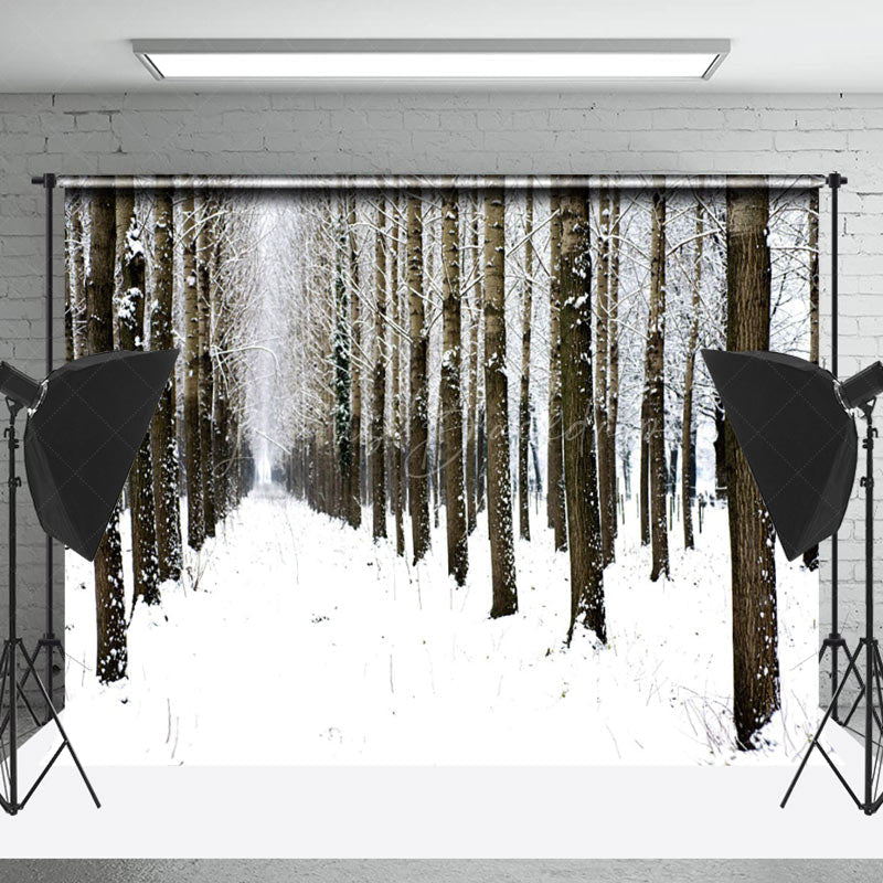 Lofaris Snow Forest Scenery Winter Photography Backdrop