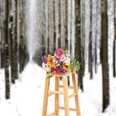 Lofaris Snow Forest Scenery Winter Photography Backdrop