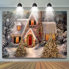 Lofaris Snow Pine Forest Christmas Tree Light Home Backdrop