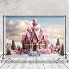 Lofaris Snow Pink Candyland Castle Cloud Cake Smash Backdrop