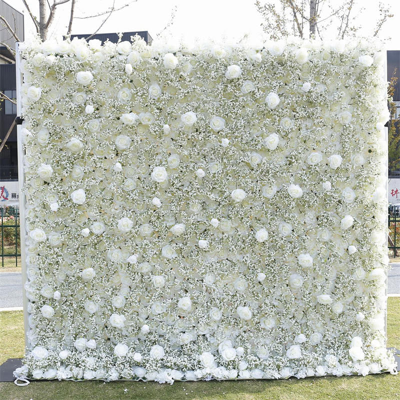 Lofaris Snow White Rose Fuax Outdoor Garden Flower Wall Panels