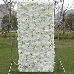 Lofaris Snow White Rose Fuax Outdoor Garden Flower Wall Panels