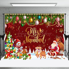 Lofaris Snow Winter Santa Claus Trees Feliz Navidad Backdrop