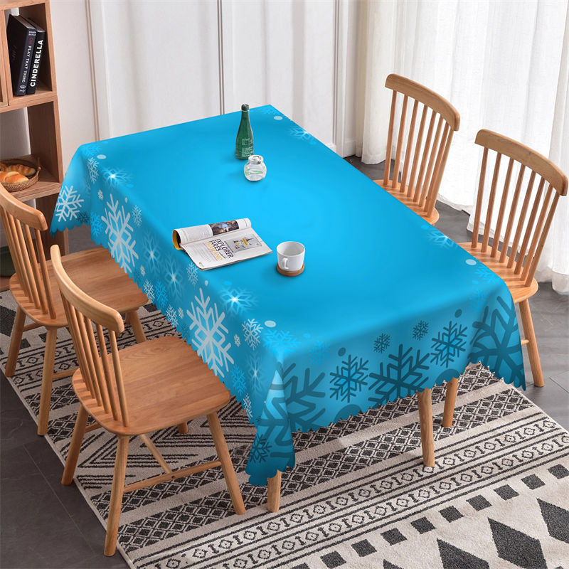 Lofaris Snowflake Blue Winter Rectangle Tablecloth for Family