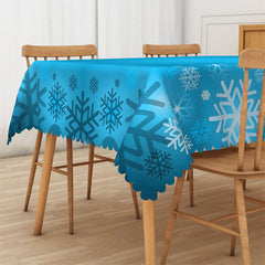 Lofaris Snowflake Blue Winter Rectangle Tablecloth for Family