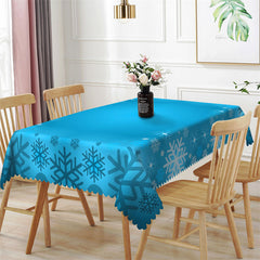 Lofaris Snowflake Blue Winter Rectangle Tablecloth for Family