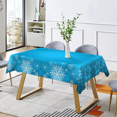 Lofaris Snowflake Blue Winter Rectangle Tablecloth for Family