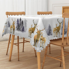 Lofaris Snowflake Forest Deer Decorative Rectangle Tablecloth