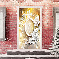 Lofaris Snowflake Glitter Gold Bokeh New Year Door Cover