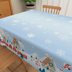 Lofaris Snowflake Light Blue Christmas Washable Tablecloth