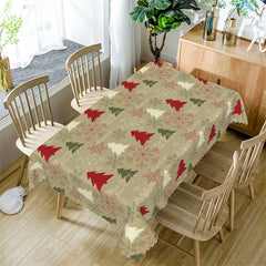 Lofaris Snowflake Pine Trees Brown Green Christmas Tablecloth