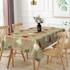 Lofaris Snowflake Pine Trees Brown Green Christmas Tablecloth