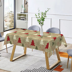 Lofaris Snowflake Pine Trees Brown Green Christmas Tablecloth