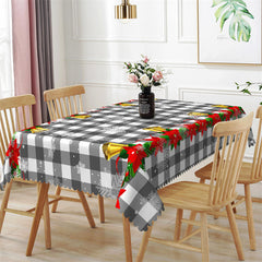 Lofaris Snowflake Red Floral Grey White Plaid Kitchen Tablecloth