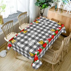 Lofaris Snowflake Red Floral Grey White Plaid Kitchen Tablecloth