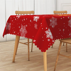 Lofaris Snowflake Red Merry Christmas Rectangle Tablecloth