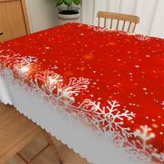 Lofaris Snowflake Red White Tablecloth For Kitchen Decor