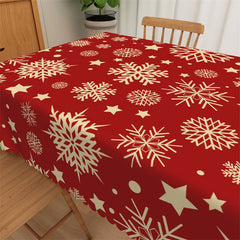 Lofaris Snowflake Repeat Red Washable Christmas Tablecloth