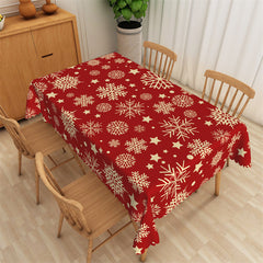 Lofaris Snowflake Repeat Red Washable Christmas Tablecloth