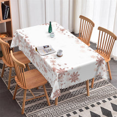 Lofaris Snowflake Rose Pink White Bistro Rectangle Tablecloth