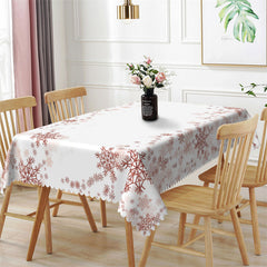 Lofaris Snowflake Rose Pink White Bistro Rectangle Tablecloth