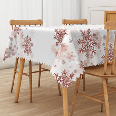 Lofaris Snowflake Rose Pink White Bistro Rectangle Tablecloth