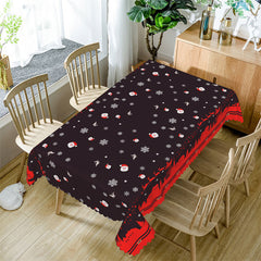 Lofaris Snowflake Santa Sleigh Repeat Black Christmas Tablecloth