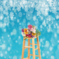 Lofaris Snowflakes Blue Background Winter Wonderland Backdrop