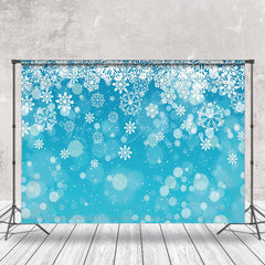 Lofaris Snowflakes Blue Background Winter Wonderland Backdrop