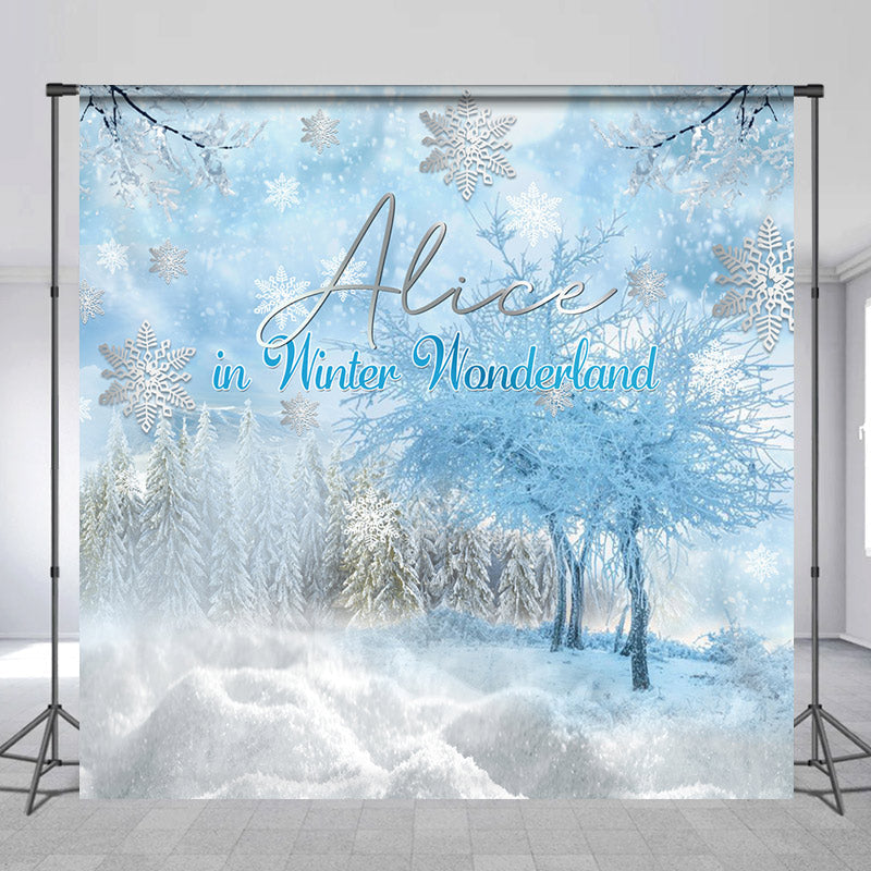 Lofaris Snowflakes Winter Forest Custom 1St Birthday Backdrop