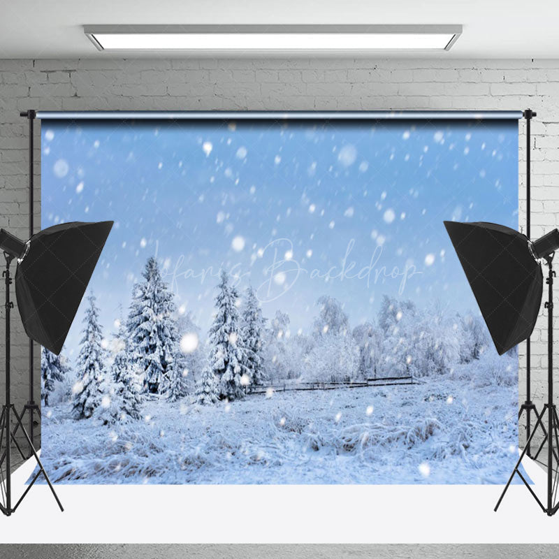 Lofaris Snowing Heavily In The Pine Forest Photo Backdrop